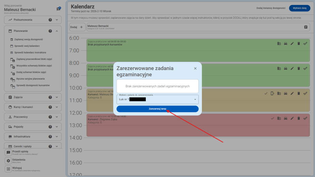 Kliknij przycisk "Zarezerwuj teraz", aby zarezerwować zadania egzaminacyjne.