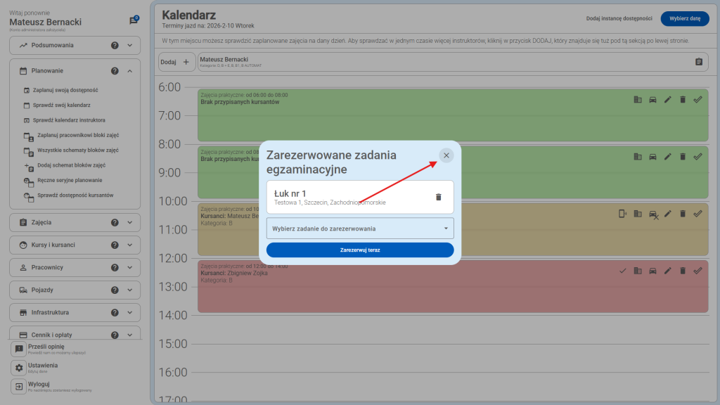 Aby wyjść z okna kliknij x.