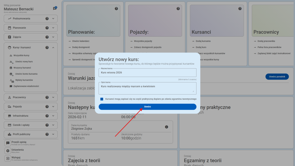 Po uzupełnieniu danych można kliknąć przycisk "Stwórz".