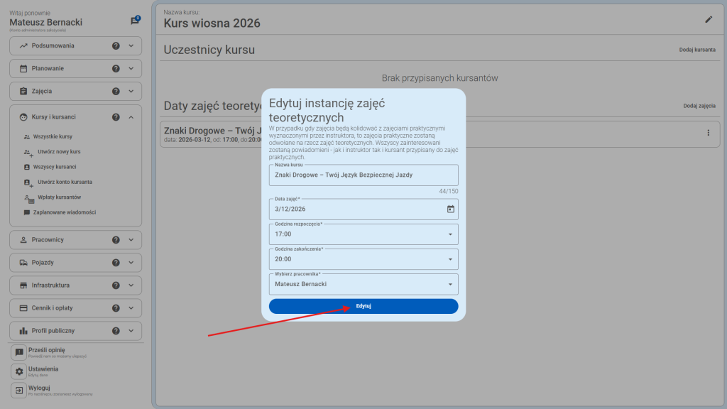 Po skończeniu edycji - kliknij przycisk "Edytuj".