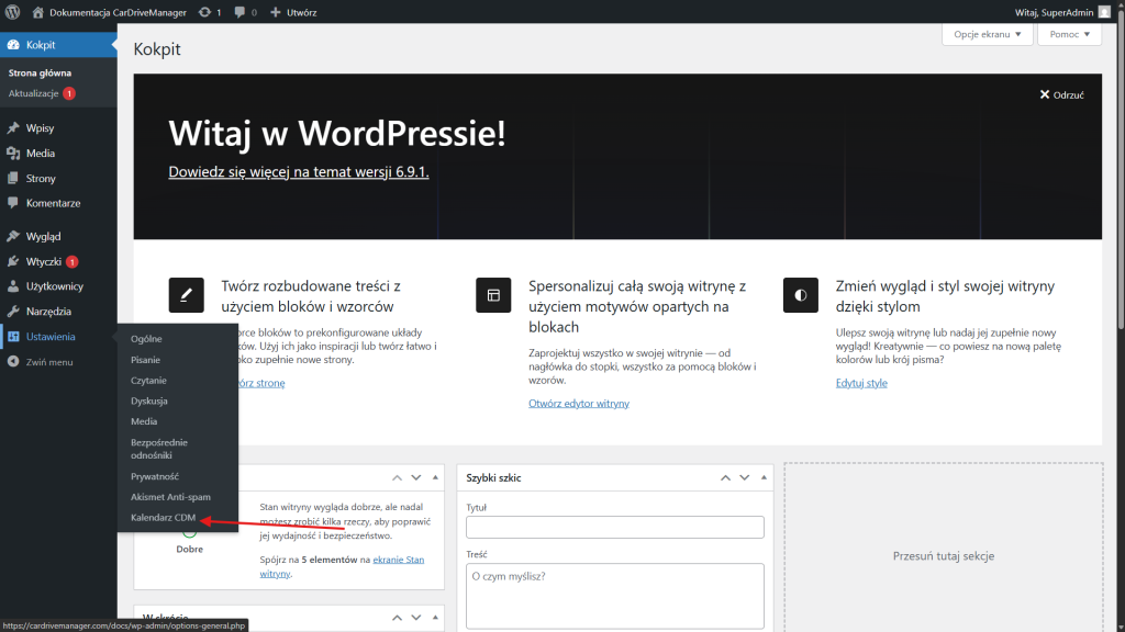 Kliknij Kalendarz CDM