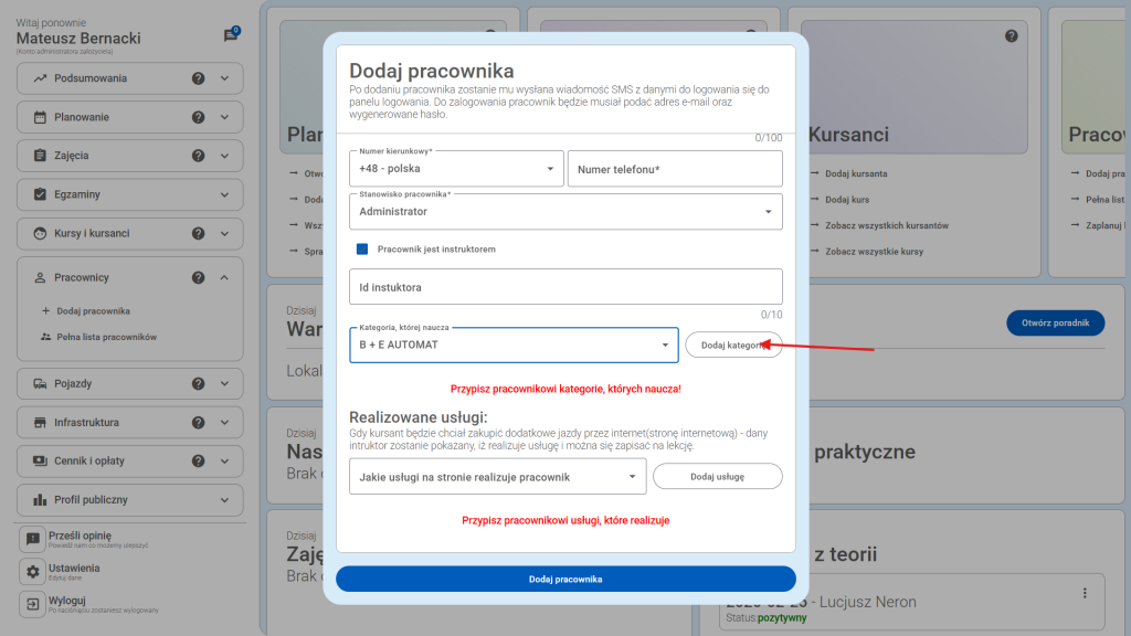 Dodaj kategorię, którą obsługuje.