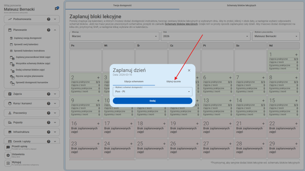 Wybierz zakładkę "Edytuj ręcznie"