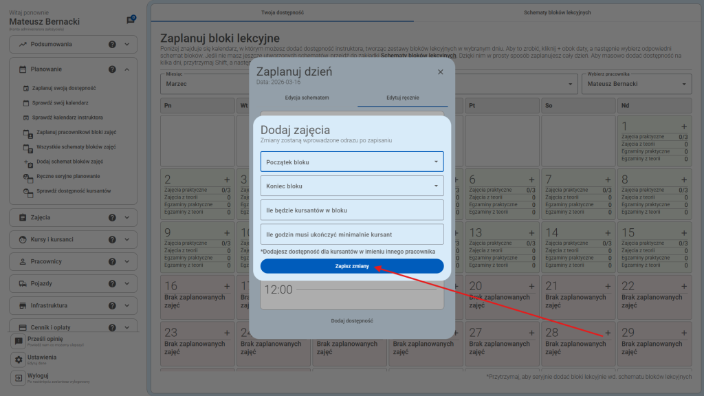 Kliknij przycisk "Zapisz zmiany"