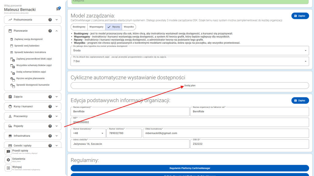 Kliknij przycisk "Dodaj plan"