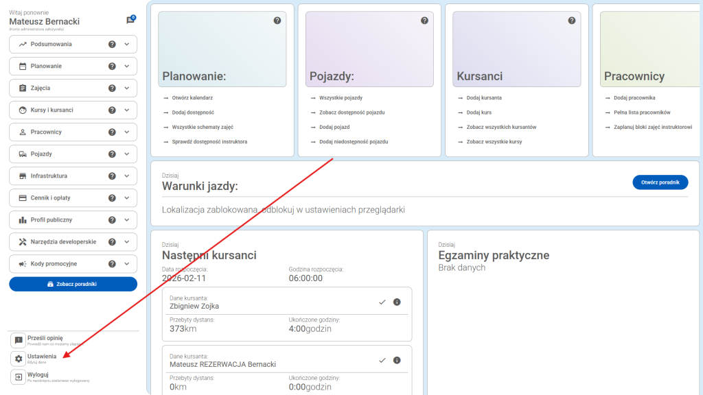 Kliknij "Ustawienia"