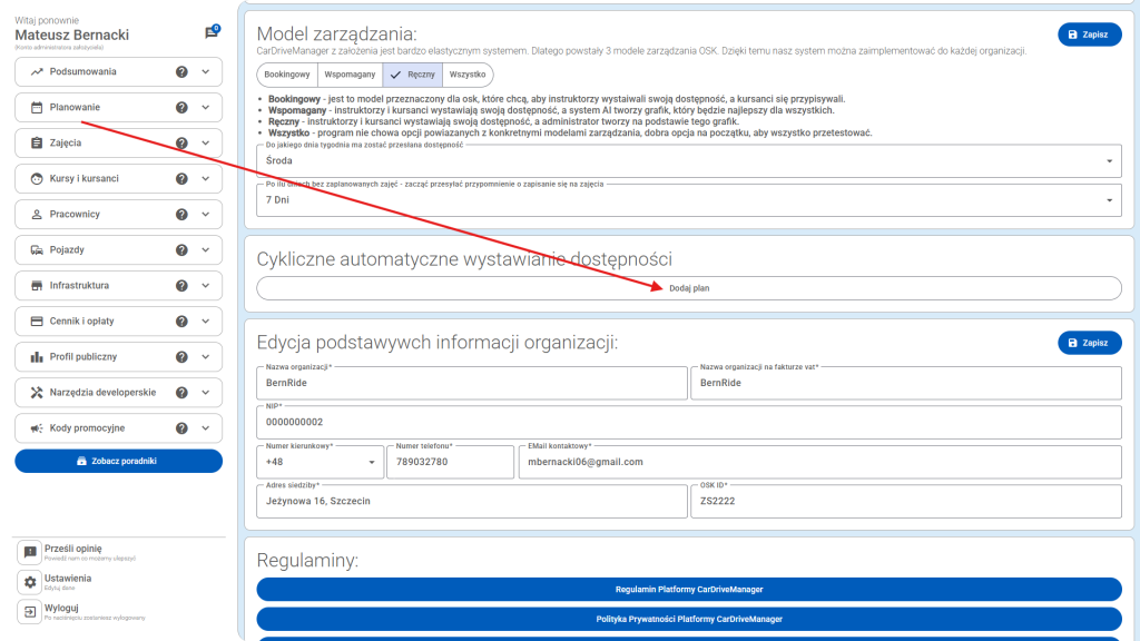 Kliknij "Dodaj plan"