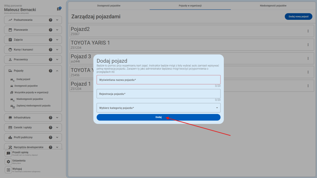 Po uzupełnieniu danych kliknij "Dodaj"