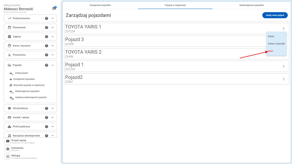 Kliknij przycisk "Usuń"