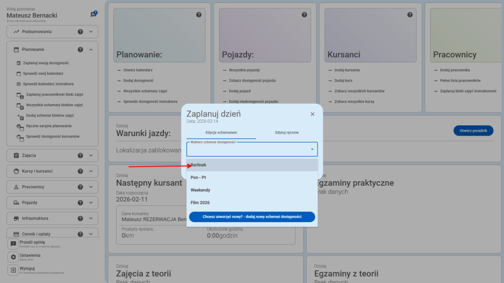 Wybierz schemat dostępności