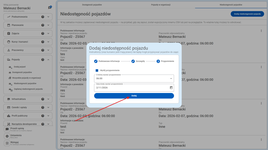 Po uzupełnieniu danych - kliknij "Dodaj"