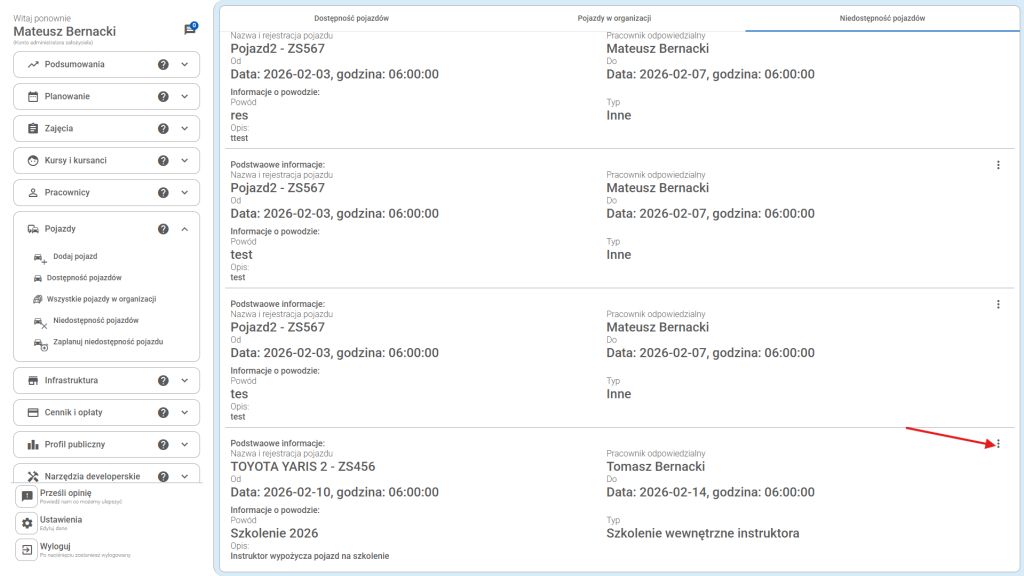Kliknij w trzy kropki przy interesującym cię wydarzeniu
