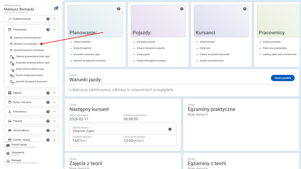 Kliknij przycisk "Sprawdź swój kalendarz"