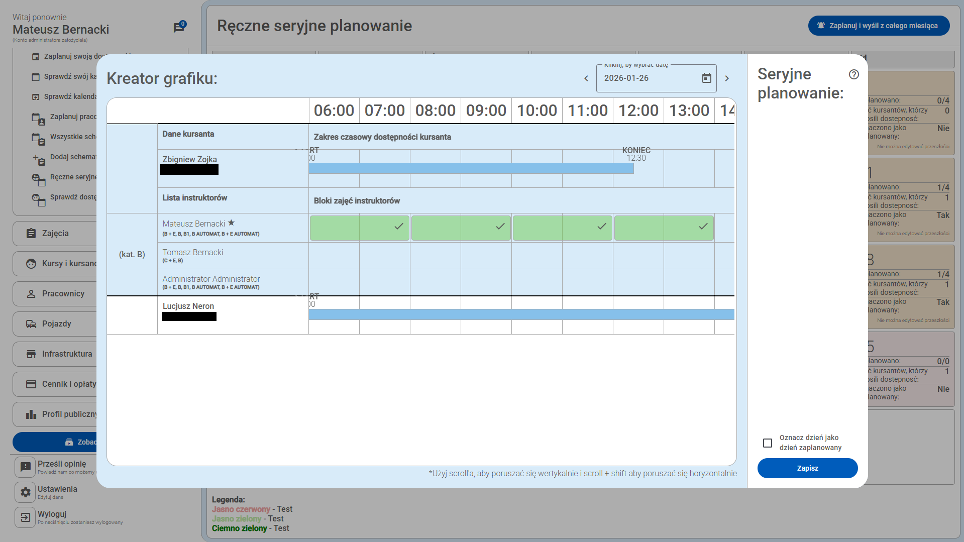 Jak układać ręcznie grafik w CarDriveManager?